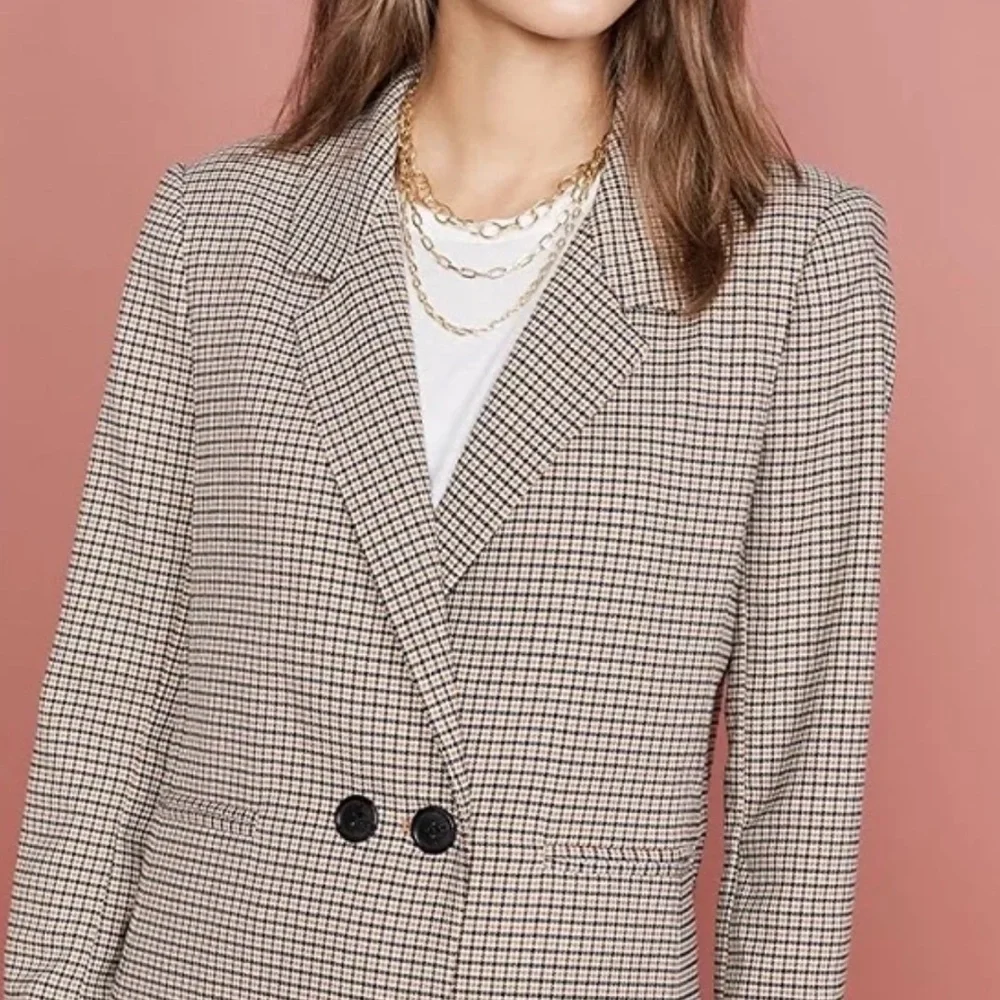 Anine Bing Women's Plaid Blazer - Brown and Black